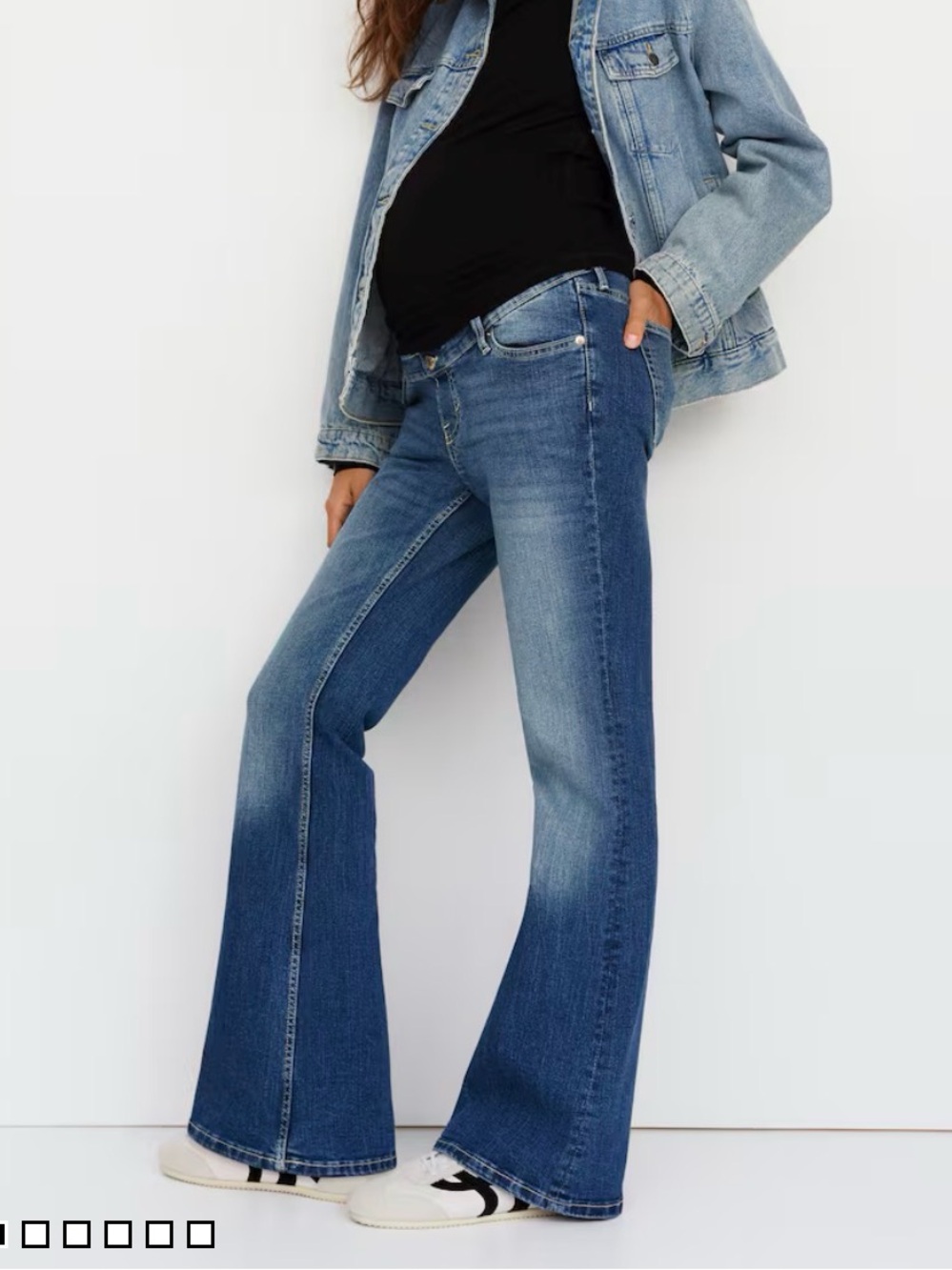 H&M MAMA Maternity Flared Bootcut Jeans – Medium Wash Denim – Size M